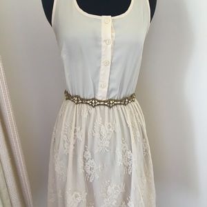 Bar III Cream Lace Hi-Lo Dress